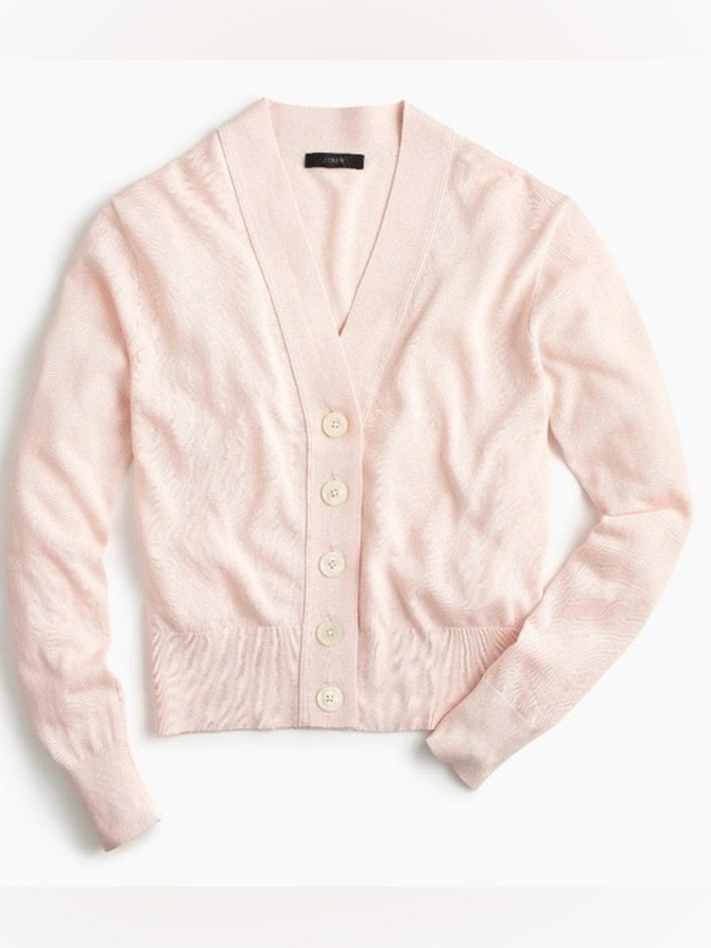 J. Crew Cotton Light Pink V-Neck Button Cardigan Sweater Size Small